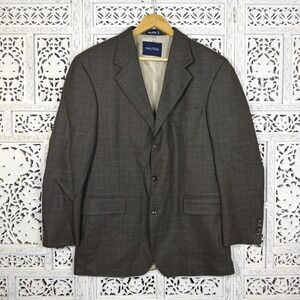 Nautica Lambswool Plaid 3 Button Blazer Mens 41R Career Academia Business